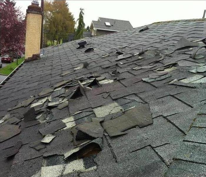 Roof damaged after a storm in Tampa, Florida